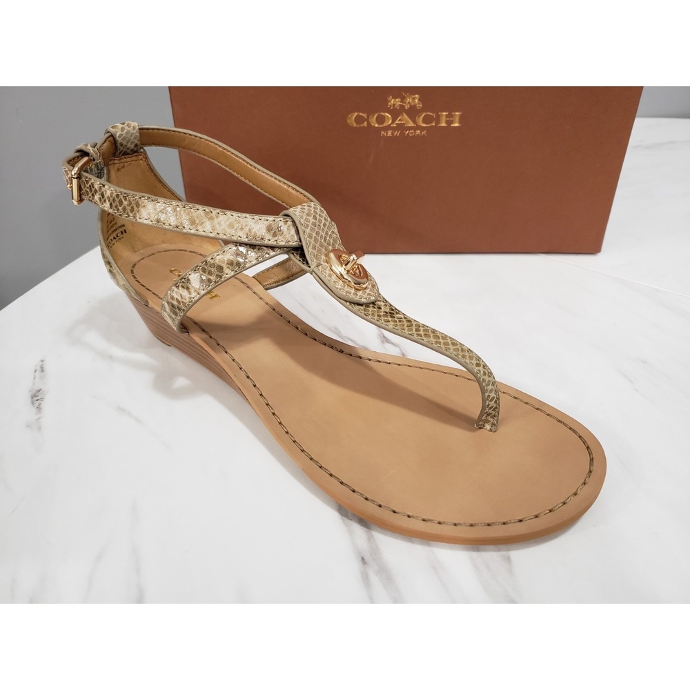 NEW‎ Coach Turnlock Leather Sandals Ingrid Snakeskin Snake Print Size 8.5 Womens - Picture 8 of 8